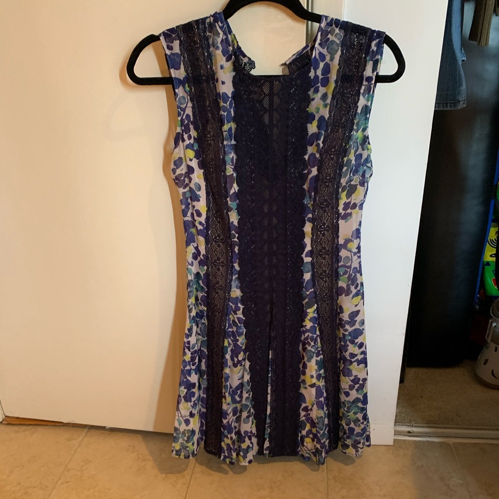 Navy flour silk dress